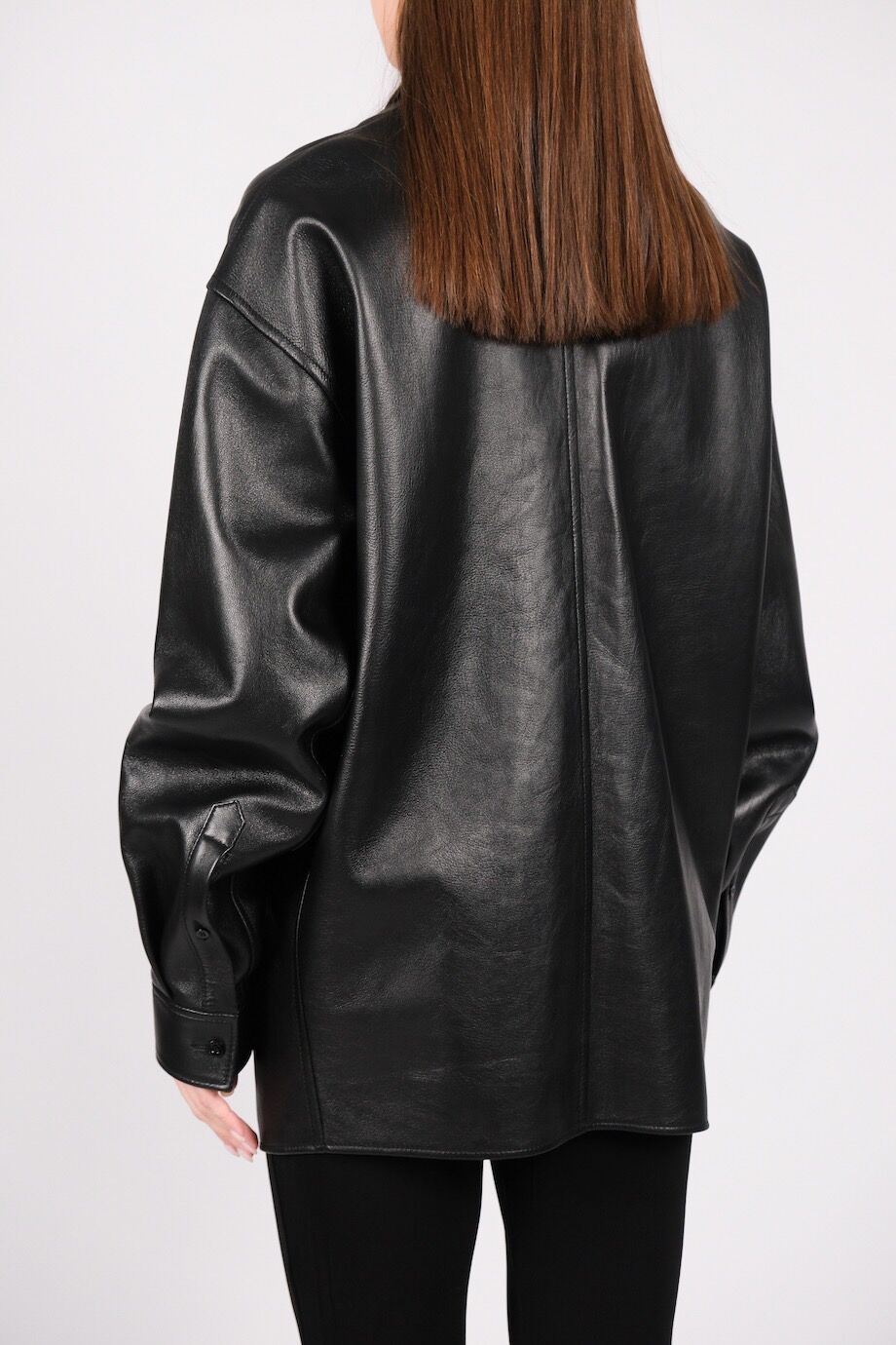 image 4 Кожаная рубашка черного цвета