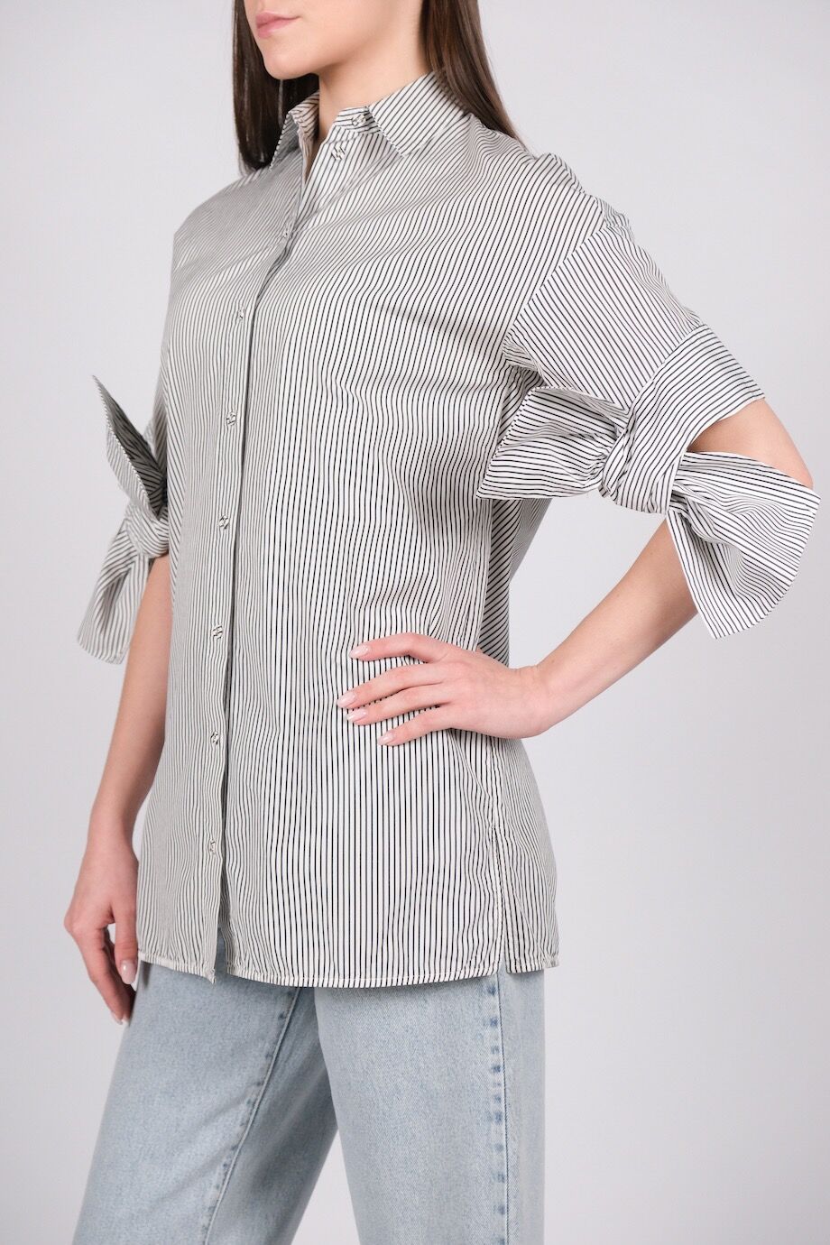 image 2 Хлопковая блуза в тонкую полоску