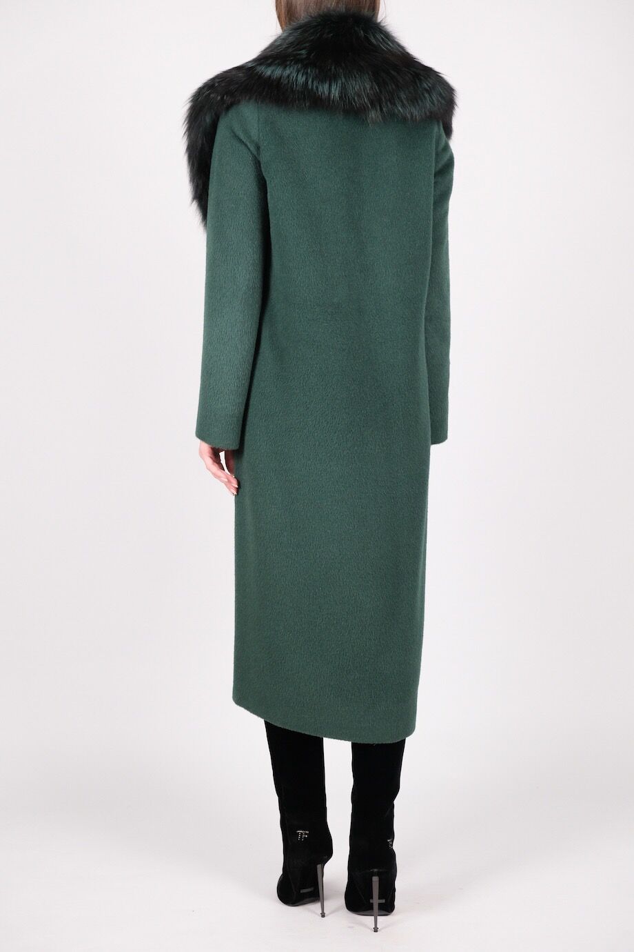 image 3 Пальто зеленого цвета с воротником из лисы