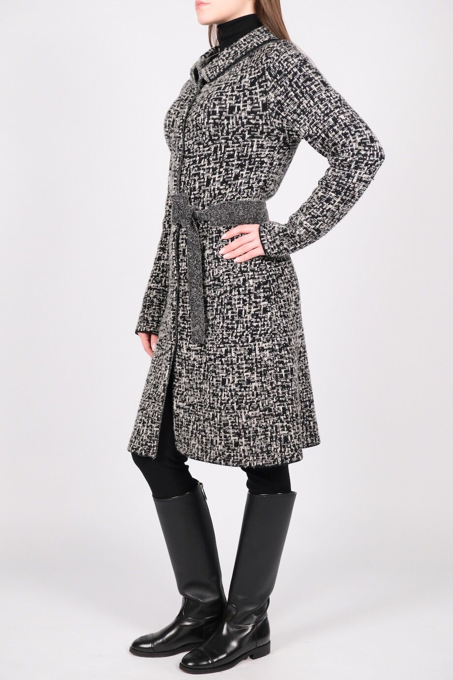 image 2 Удлиненный кардиган серого цвета с поясом