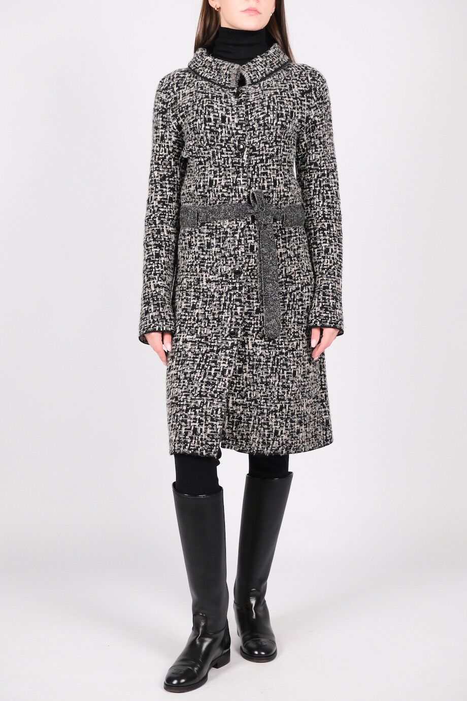 image 1 Удлиненный кардиган серого цвета с поясом