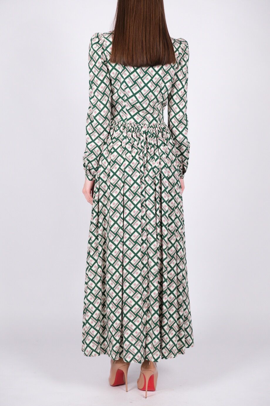 image 3 Платье с принтом зелёного цвета на кнопках