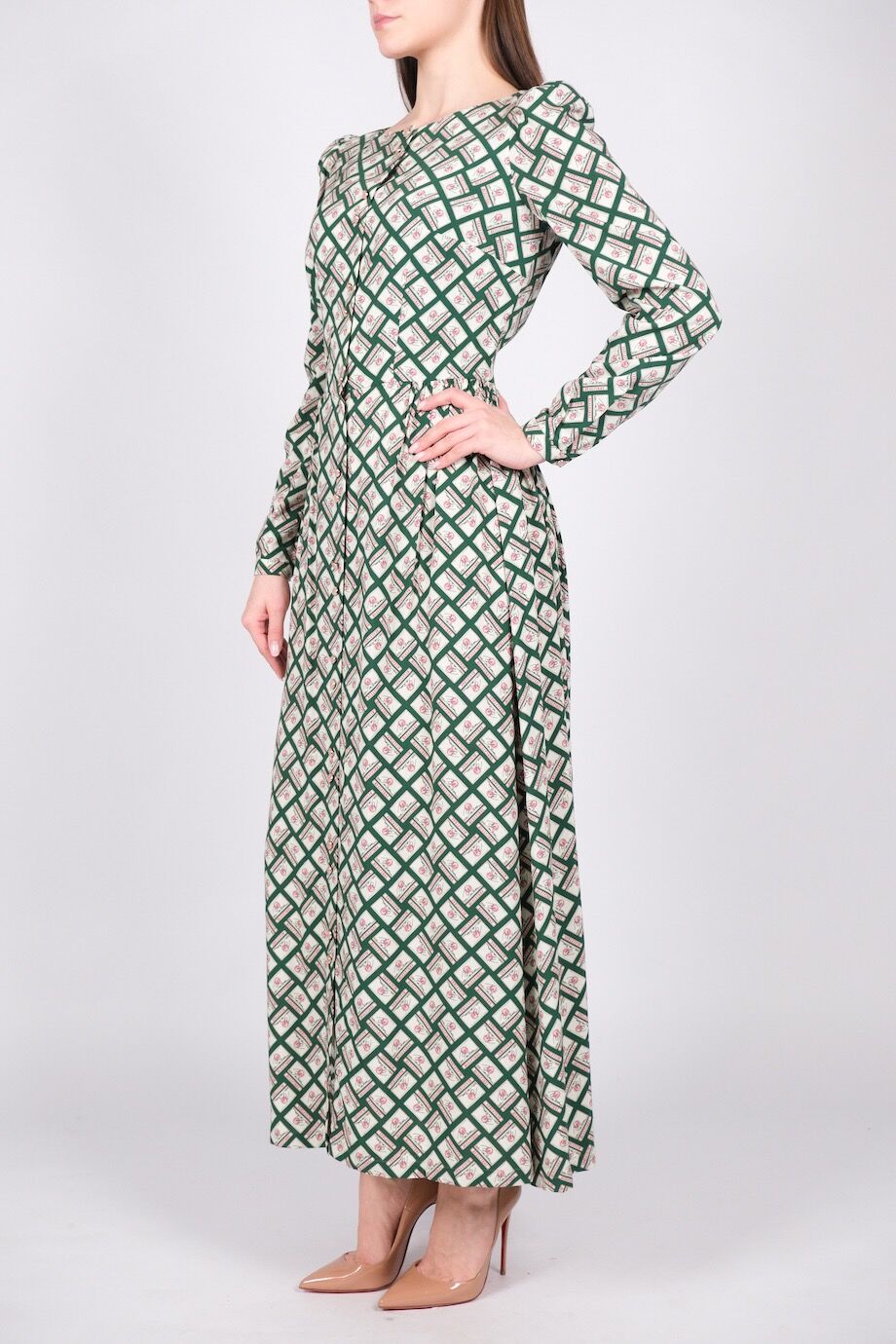 image 2 Платье с принтом зелёного цвета на кнопках