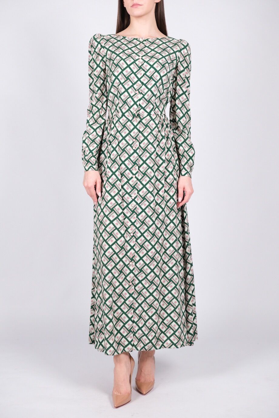 image 1 Платье с принтом зелёного цвета на кнопках