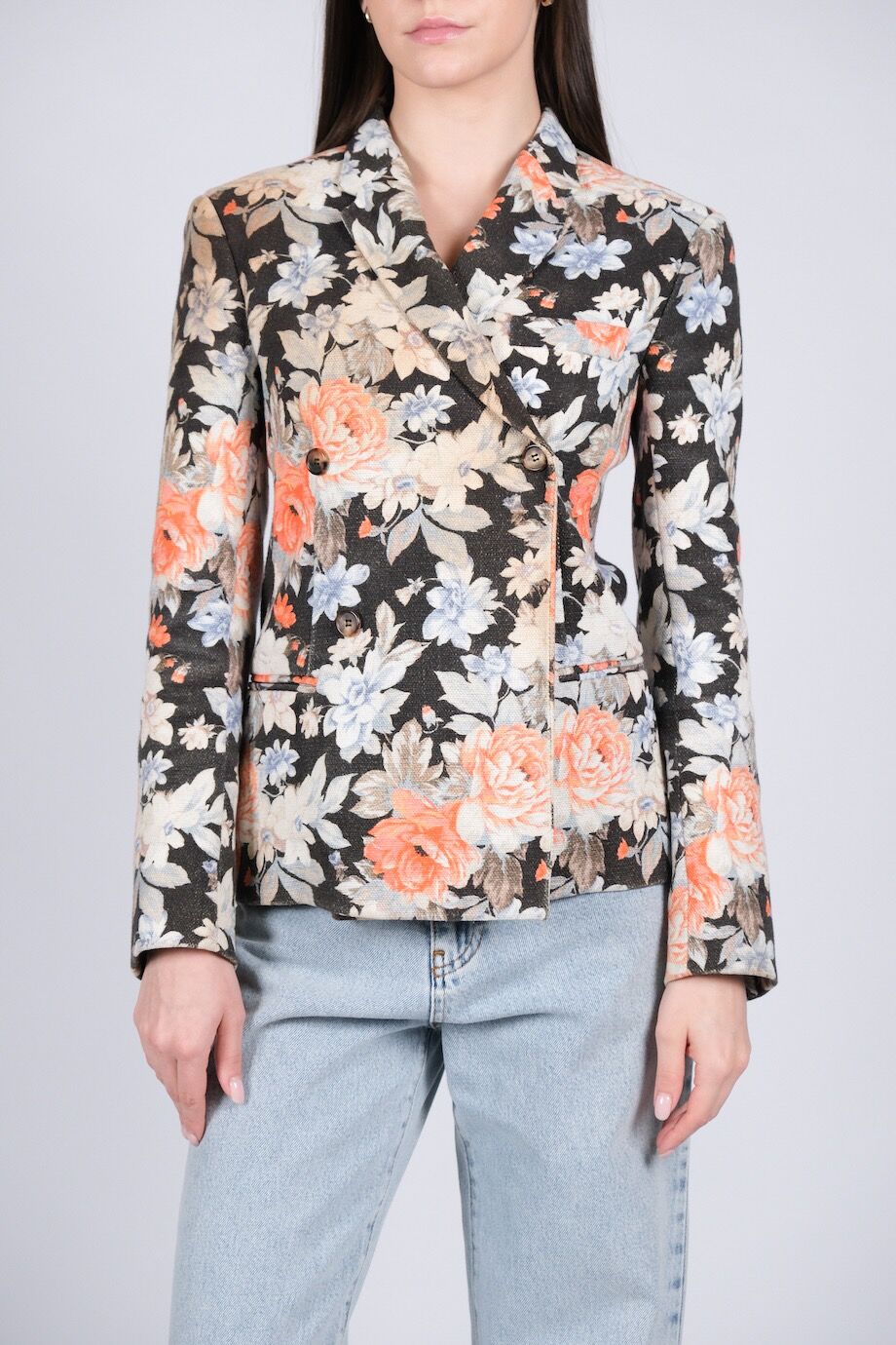image 1 Жакет  двубортный с цветочным принтом