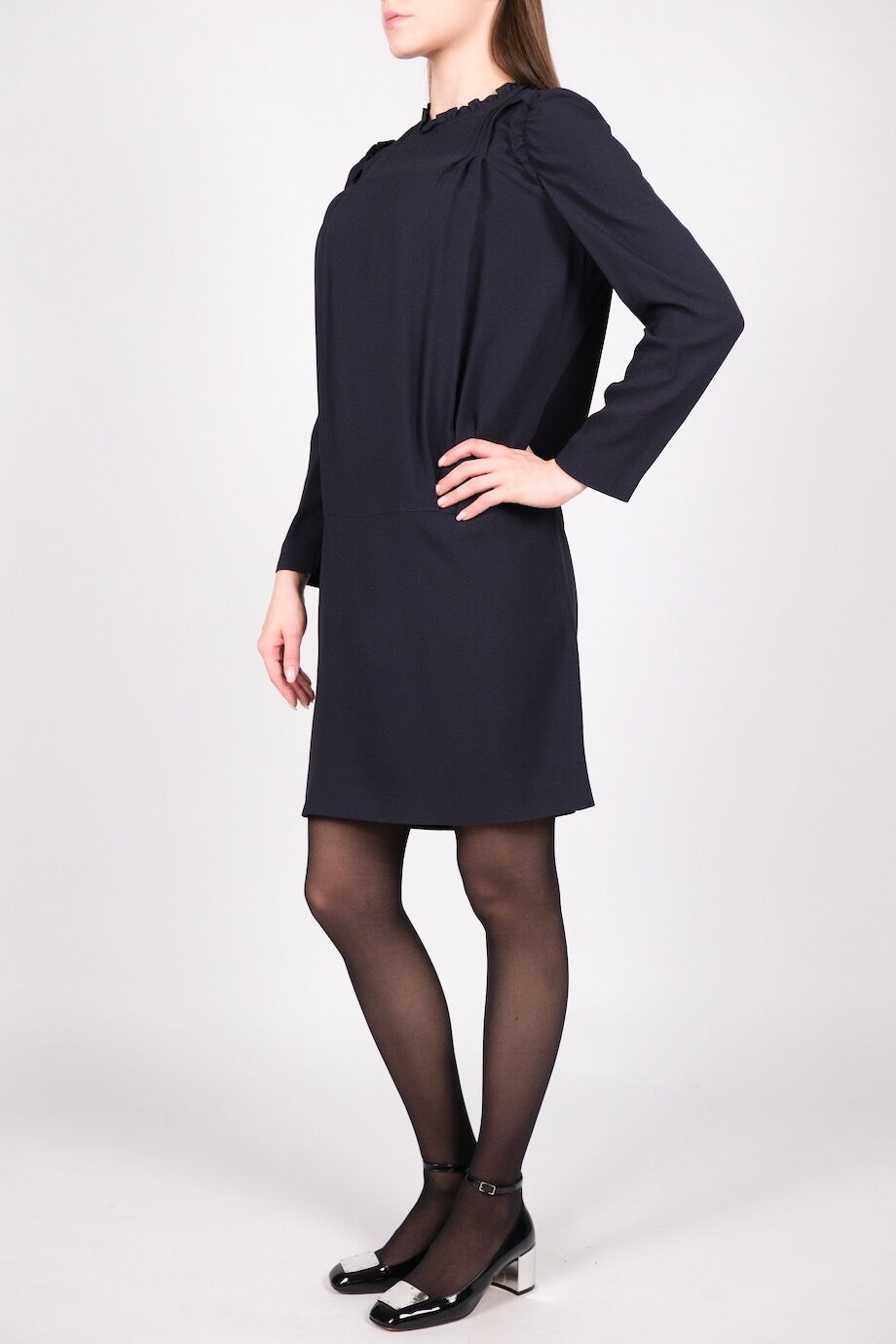 image 2 Платье темно-синего цвета с рюшами