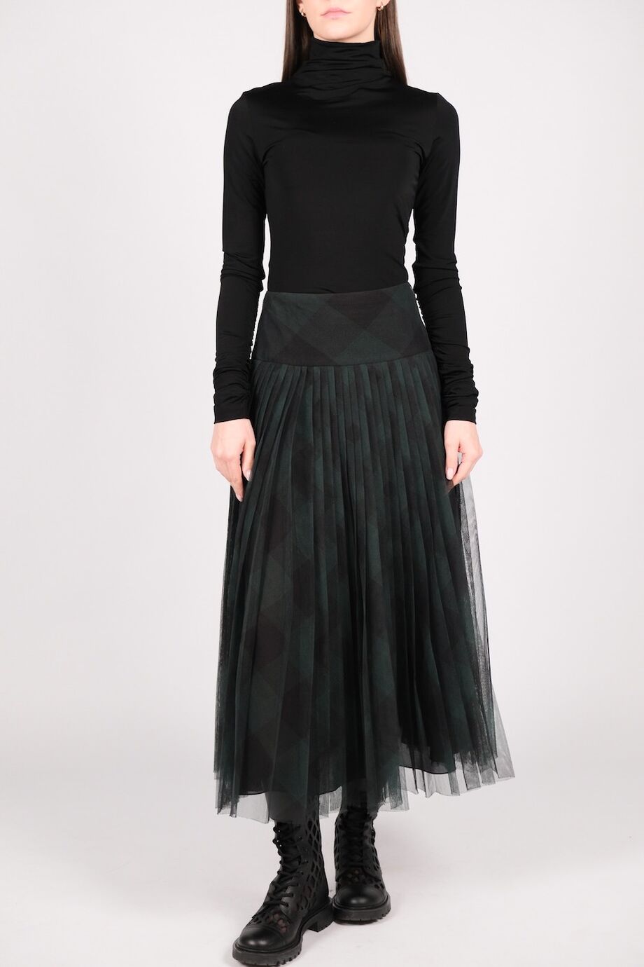 image 3 Юбка темно-зеленого цвета из сетки в клетку