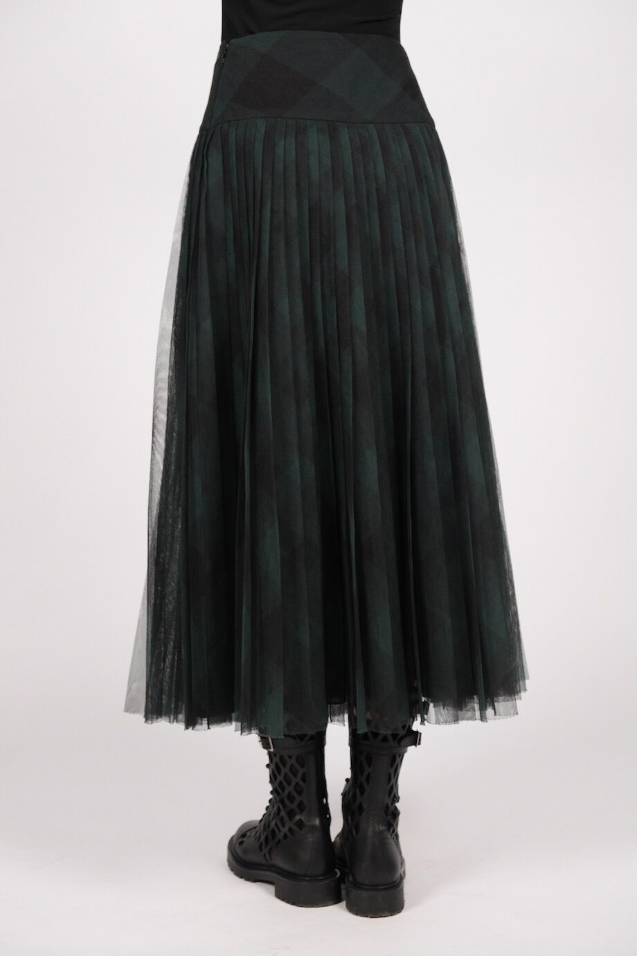 image 6 Юбка темно-зеленого цвета из сетки в клетку