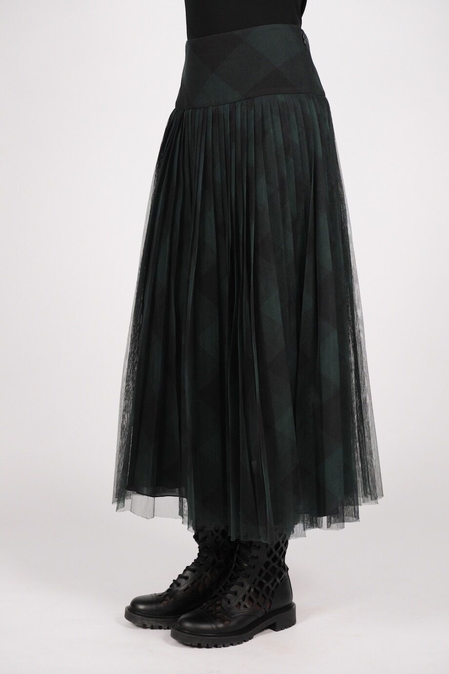 image 5 Юбка темно-зеленого цвета из сетки в клетку