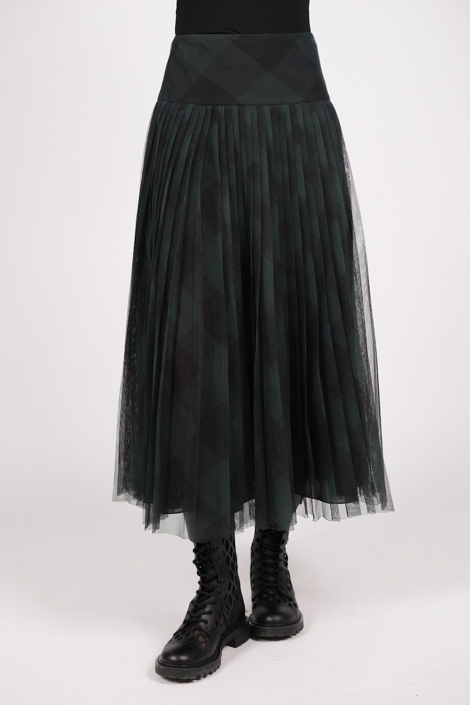 image 4 Юбка темно-зеленого цвета из сетки в клетку