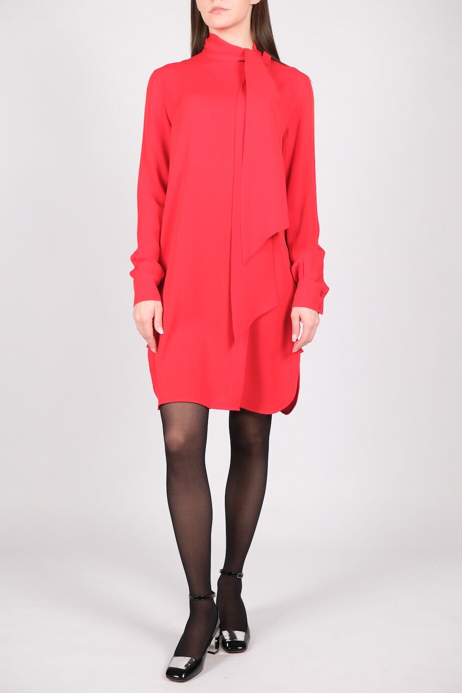 image 1 Шелковое платье-рубашка красного цвета