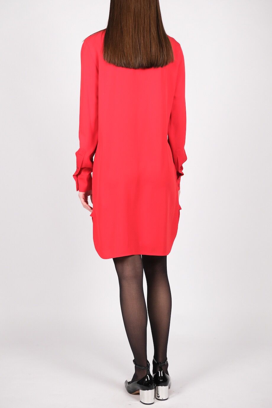 image 3 Шелковое платье-рубашка красного цвета