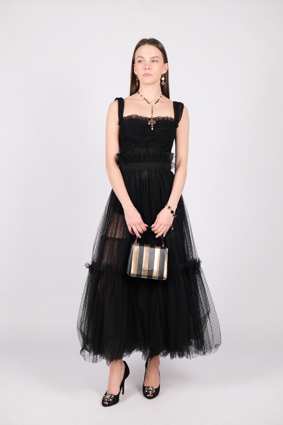 image 1 Платье черного цвета с пышной юбкой из фатина в горошек