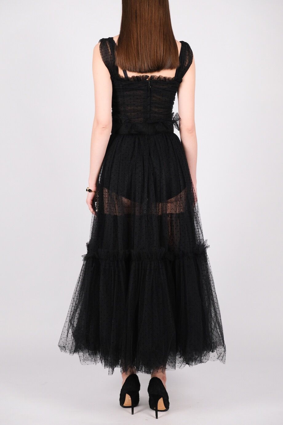 image 5 Платье черного цвета с пышной юбкой из фатина в горошек