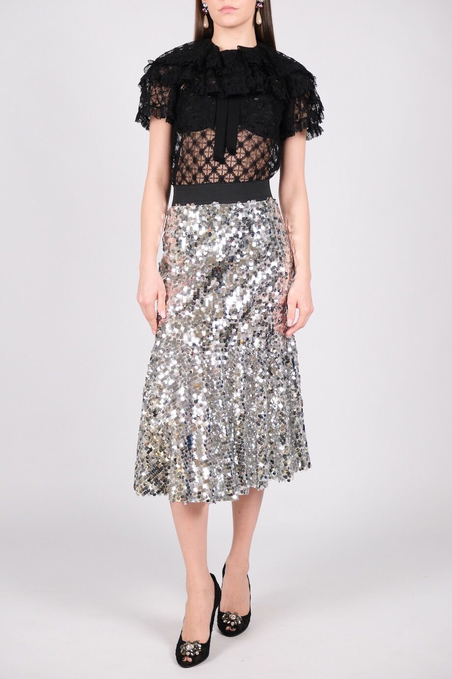image 1 Юбка серебряного цвета в пайетках