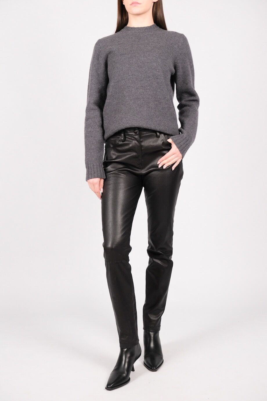 image 1 Кожаные брюки черного цвета