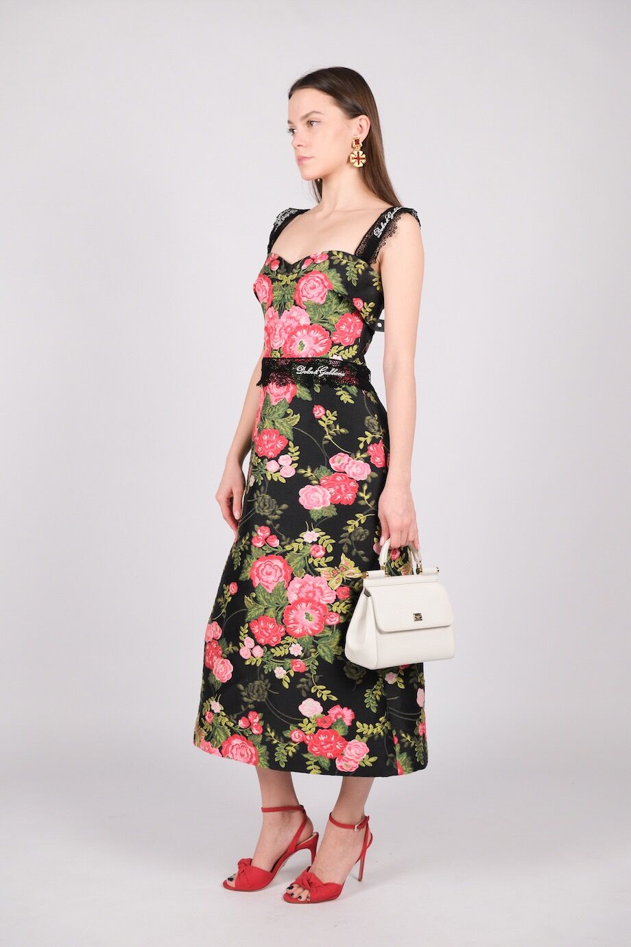 image 2 Платье-футляр из жаккарда с цветочным рисунком
