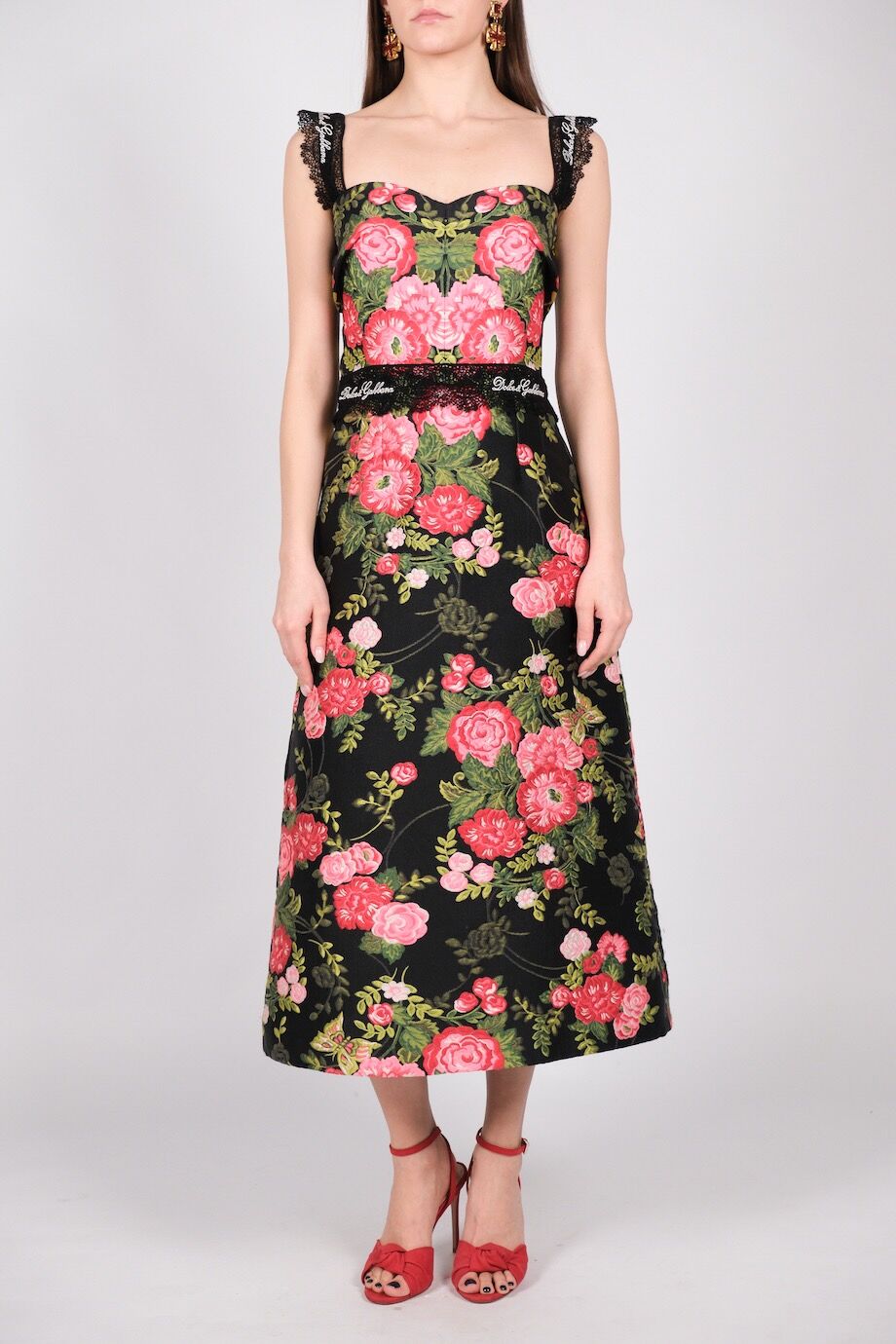 image 3 Платье-футляр из жаккарда с цветочным рисунком