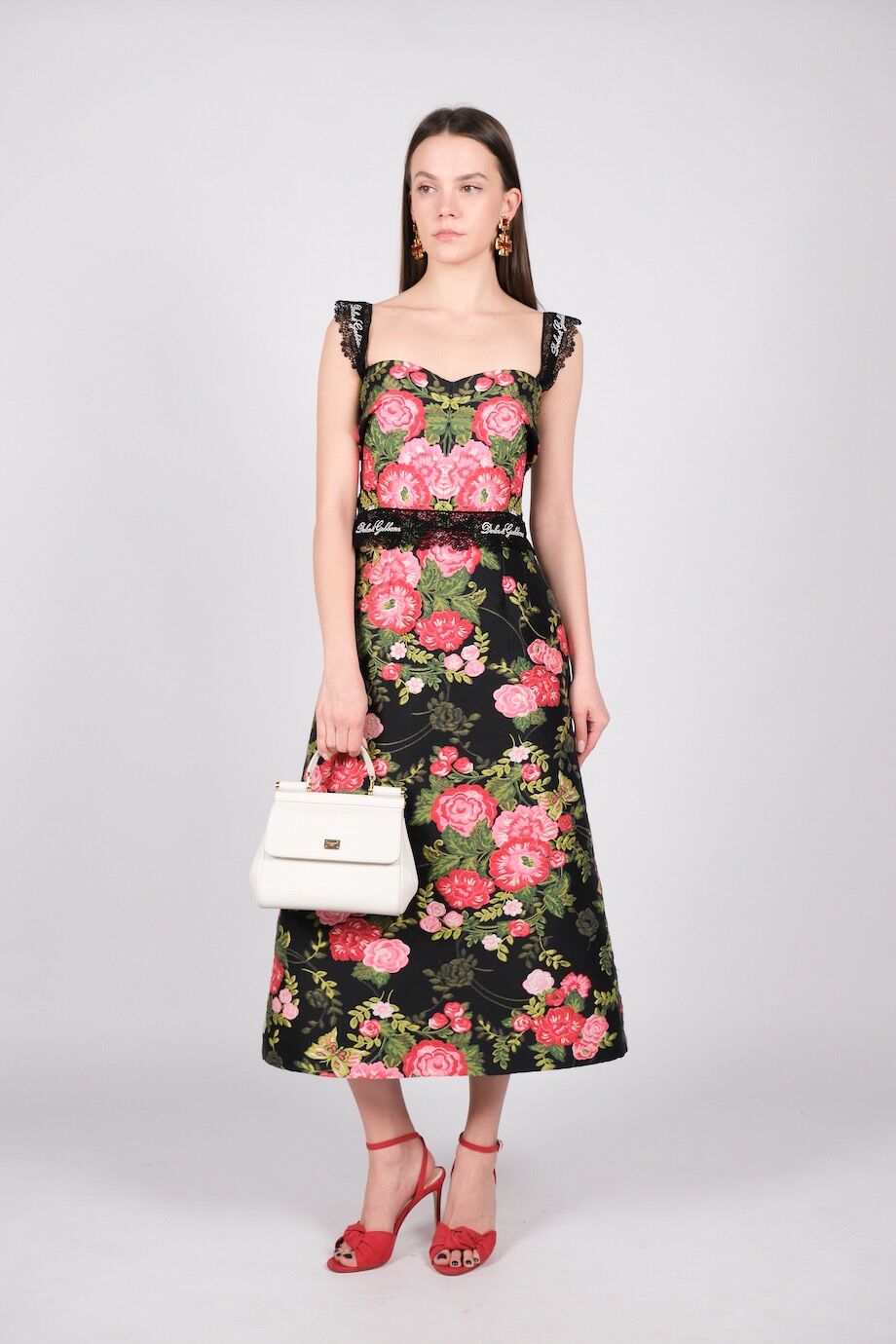 image 1 Платье-футляр из жаккарда с цветочным рисунком