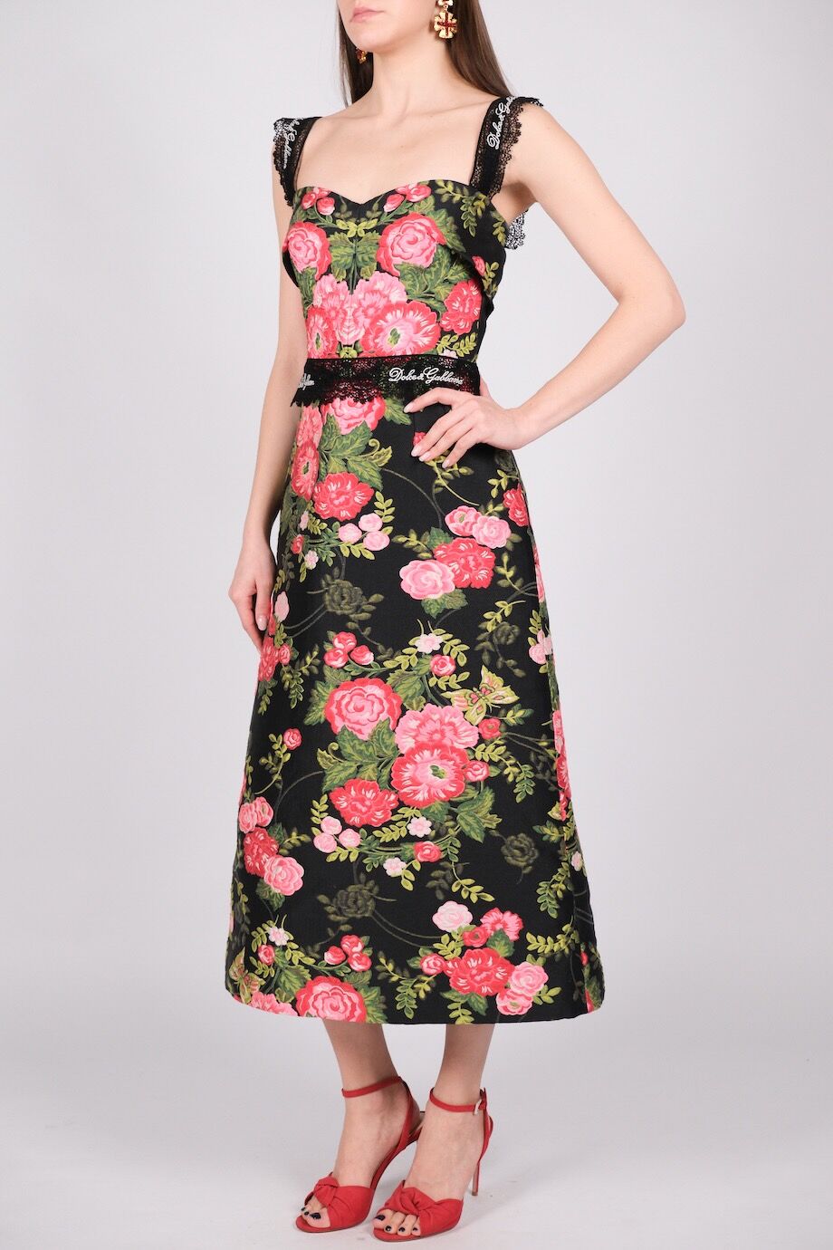 image 4 Платье-футляр из жаккарда с цветочным рисунком