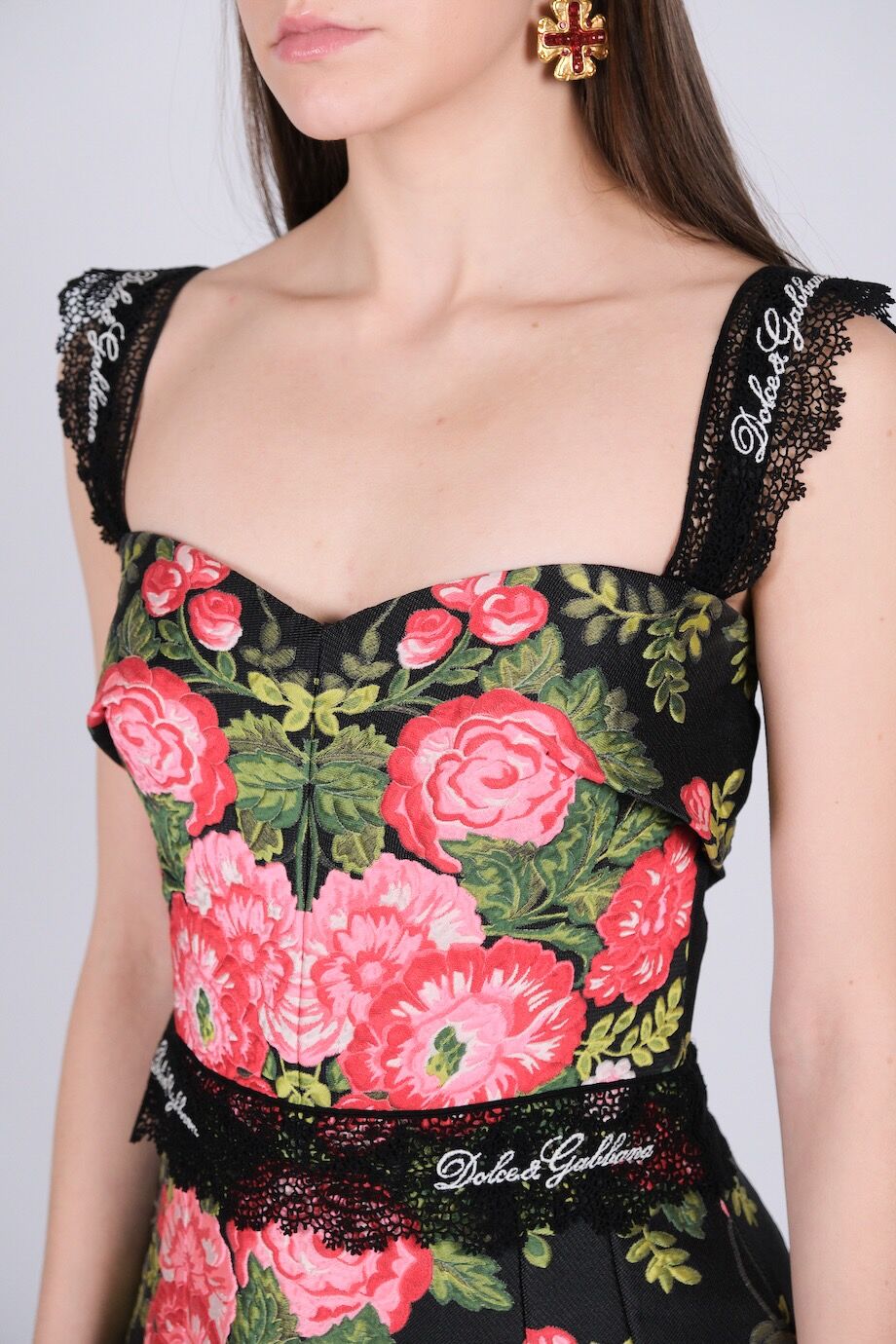 image 5 Платье-футляр из жаккарда с цветочным рисунком