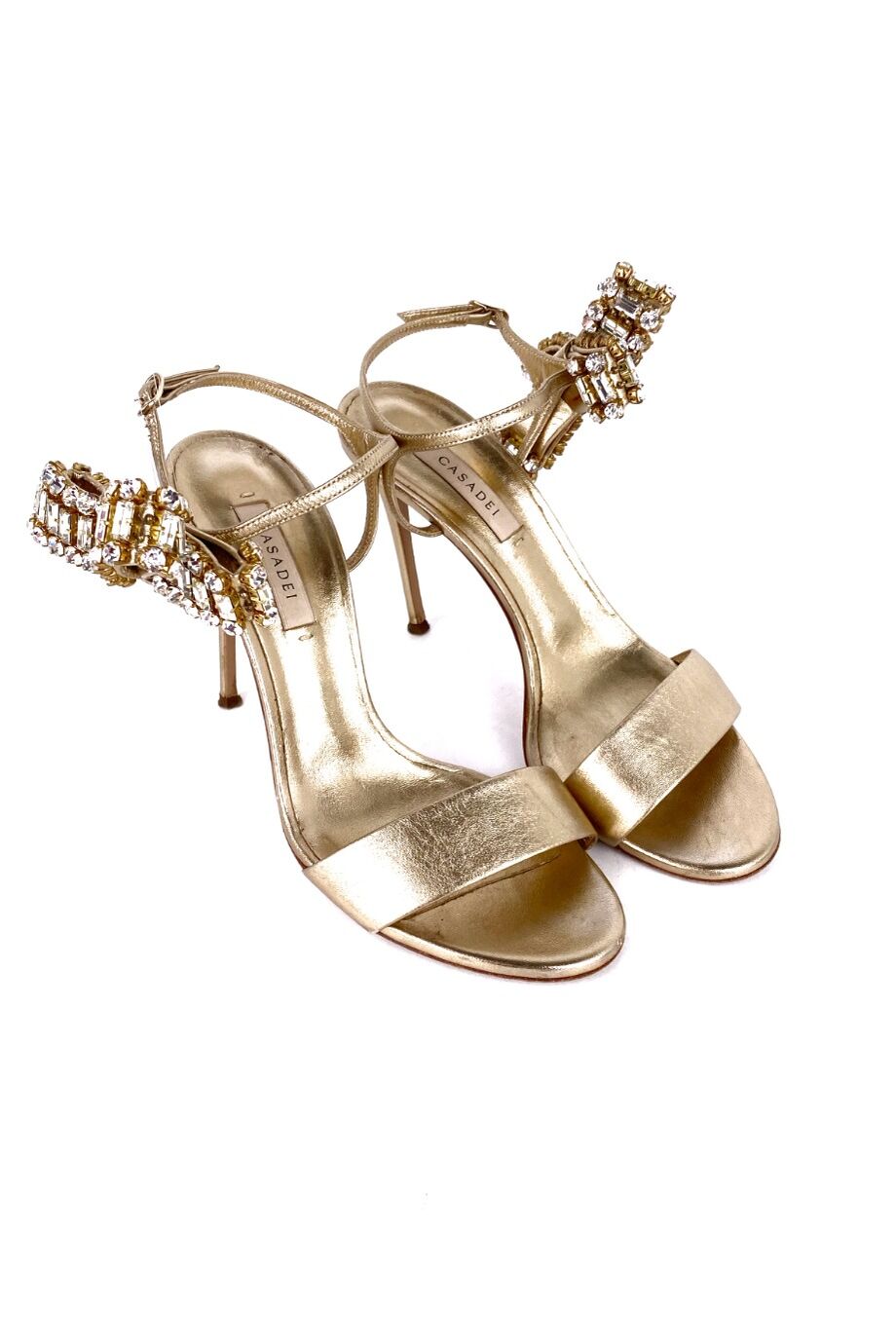 image 1 Босоножки золотистого цвета с бантиками из страз