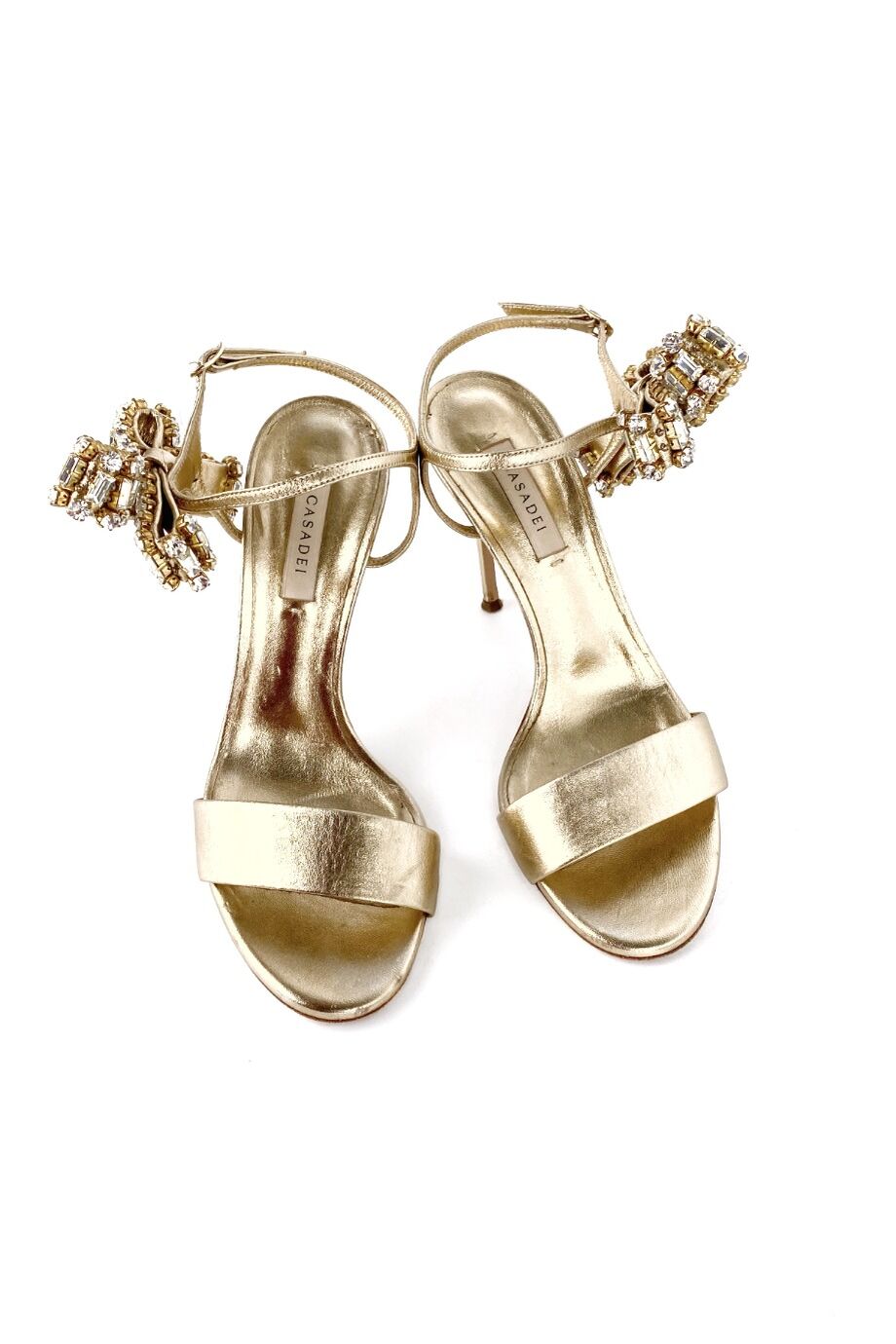 image 2 Босоножки золотистого цвета с бантиками из страз