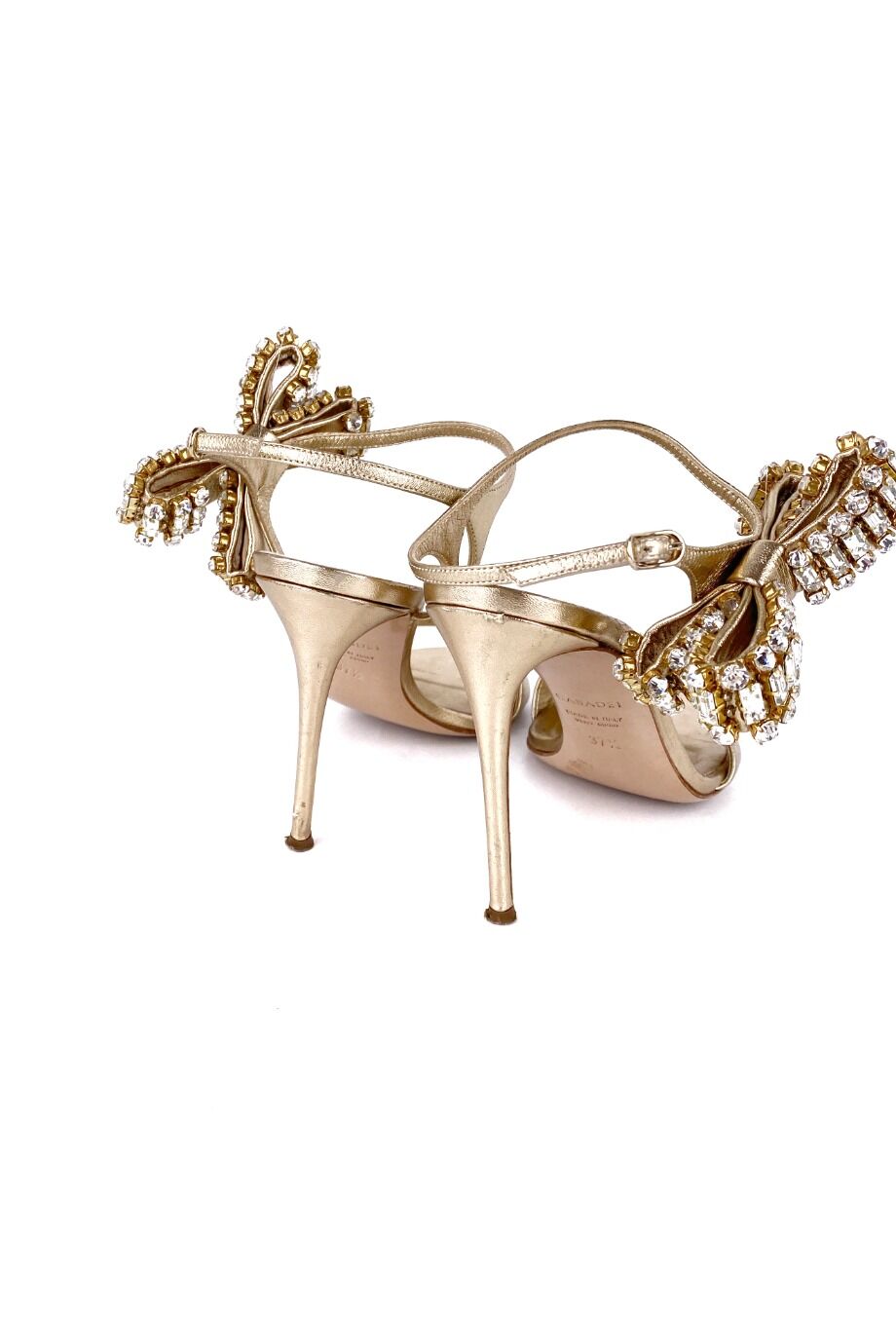 image 4 Босоножки золотистого цвета с бантиками из страз