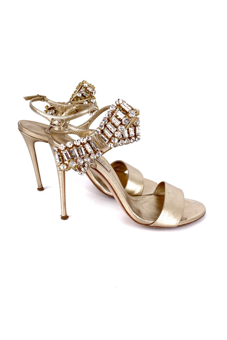 image 5 Босоножки золотистого цвета с бантиками из страз