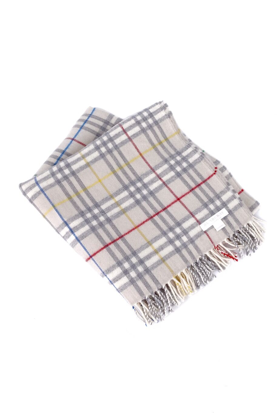 image 1 Плед в серую клетку с цветными линиями