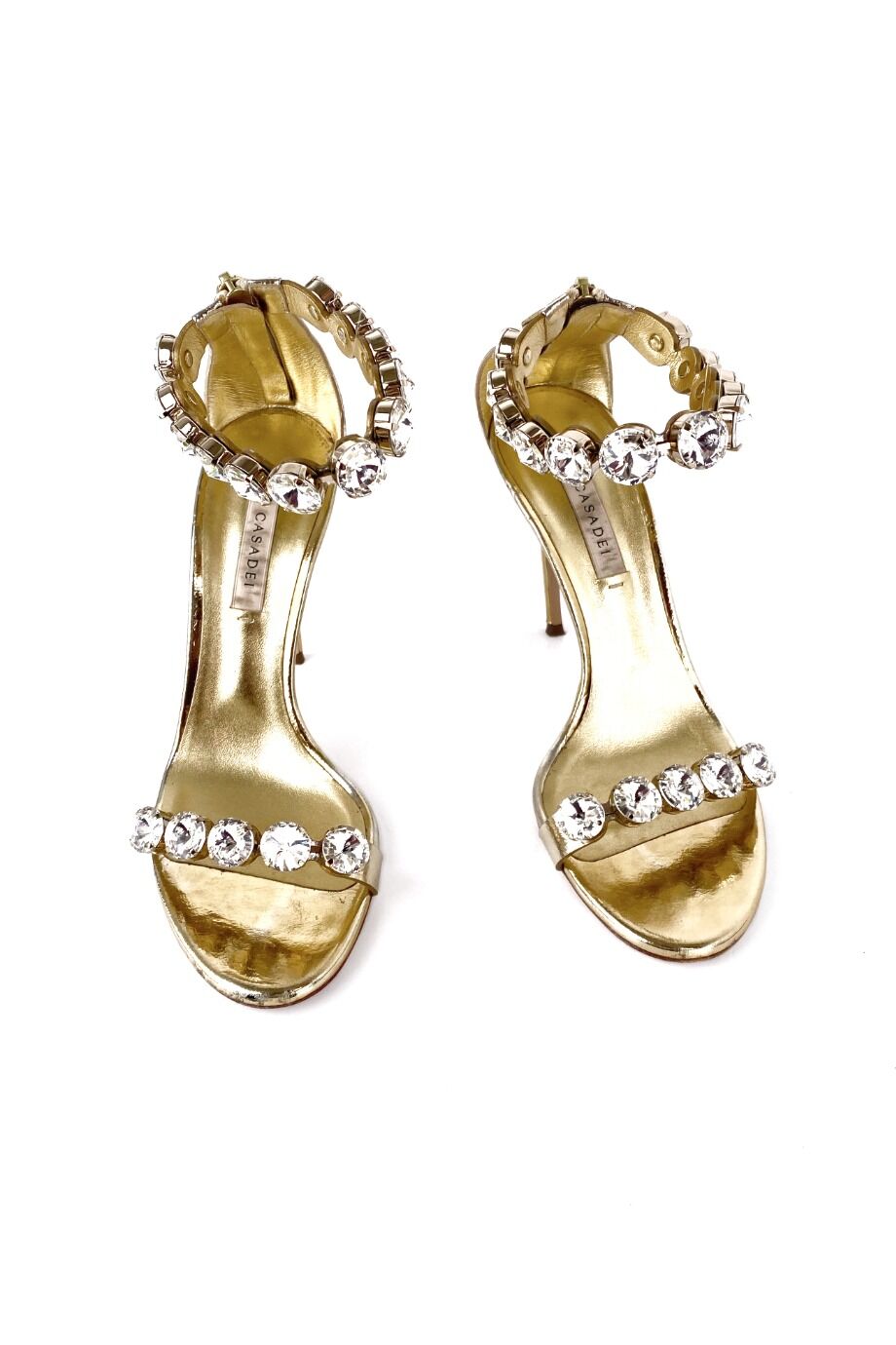 image 2 Босоножки золотистого цвета с крупными стразами