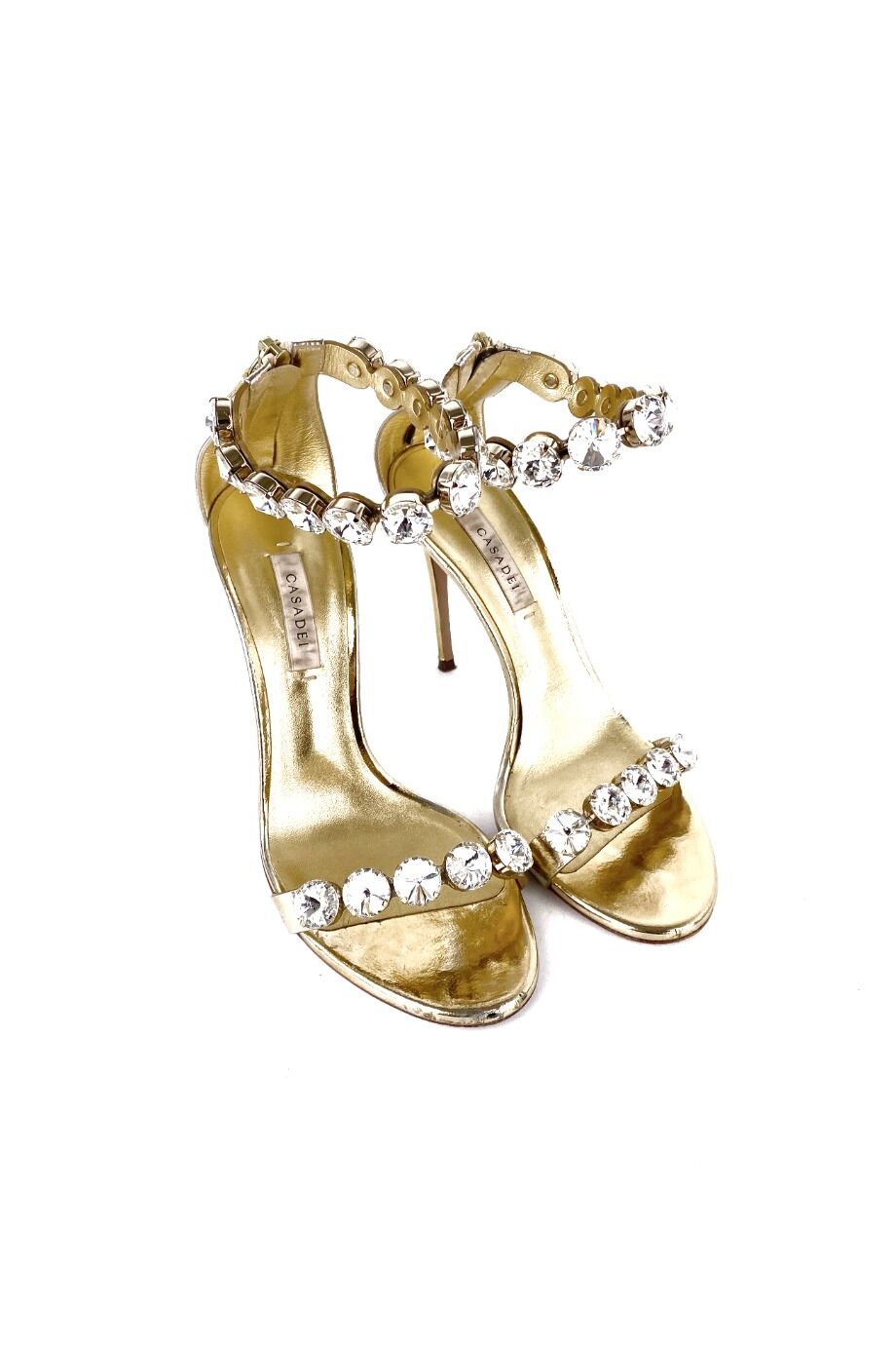 image 1 Босоножки золотистого цвета с крупными стразами