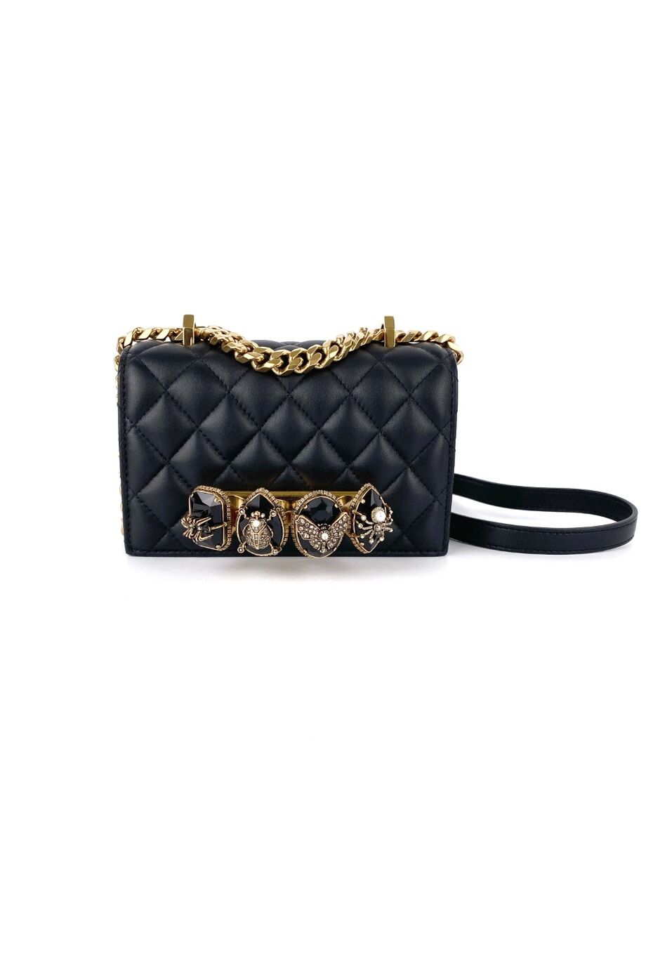 image 1 Сумка Jewelled Satchel черного цвета с золотистой фурнитурой