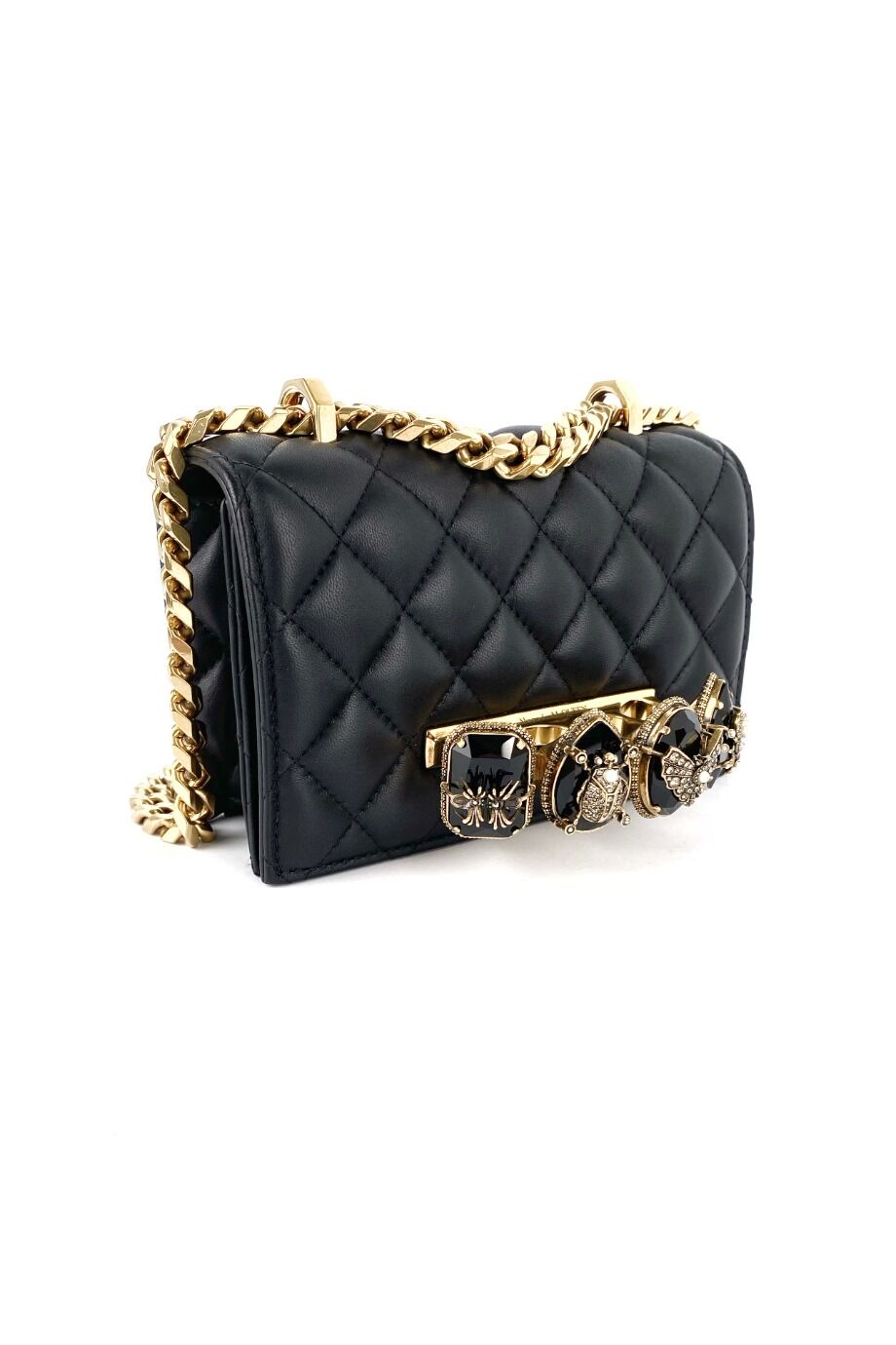 image 2 Сумка Jewelled Satchel черного цвета с золотистой фурнитурой