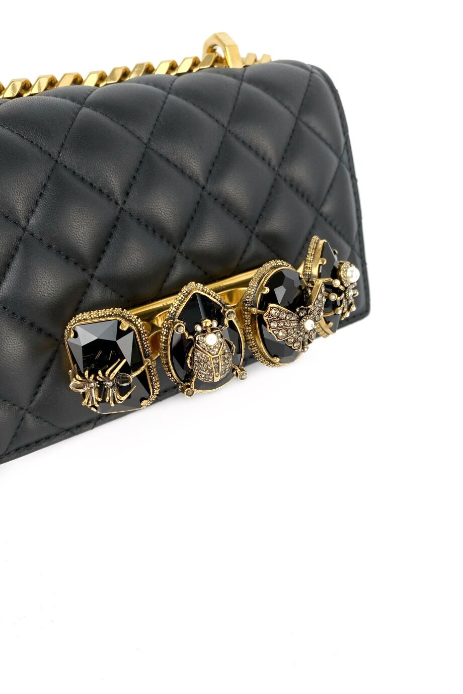 image 3 Сумка Jewelled Satchel черного цвета с золотистой фурнитурой