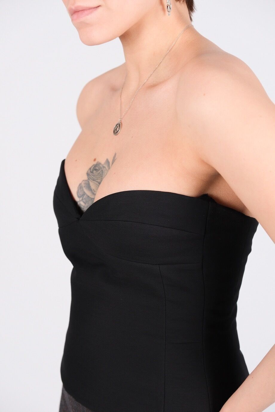 image 4 Корсетный топ черного цвета без бретелей