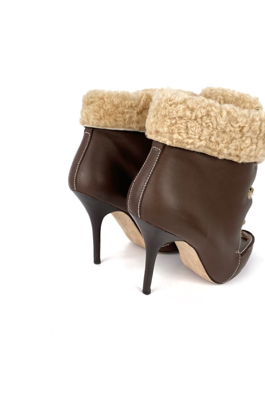 image 4 Ботильоны коричневого цвета с отделкой из овчины