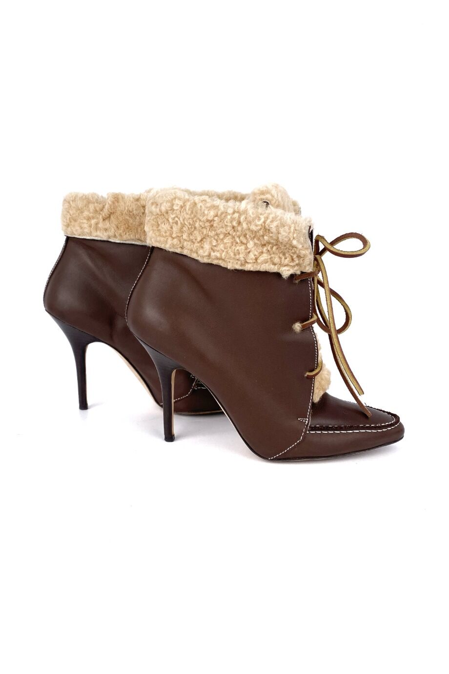 image 5 Ботильоны коричневого цвета с отделкой из овчины
