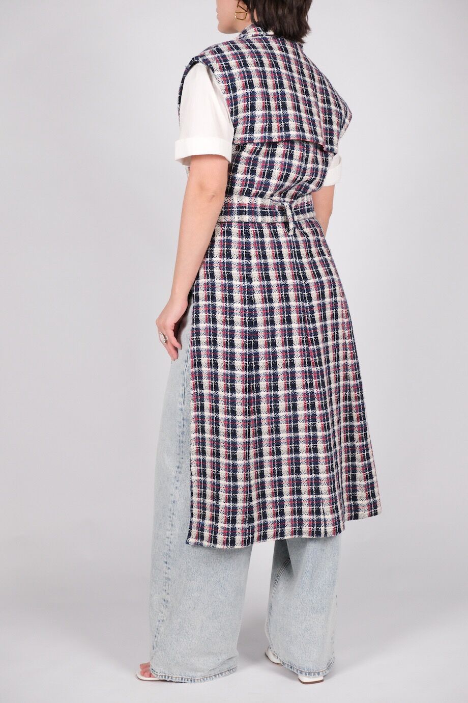 image 3 Твидовый двубортный жилет в клетку