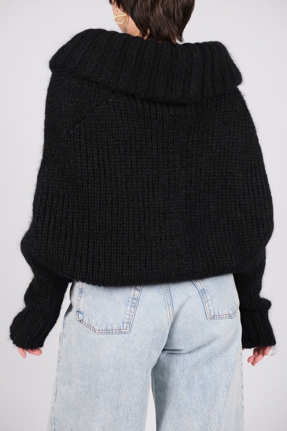 image 3 Кардиган черного цвета объемной вязки
