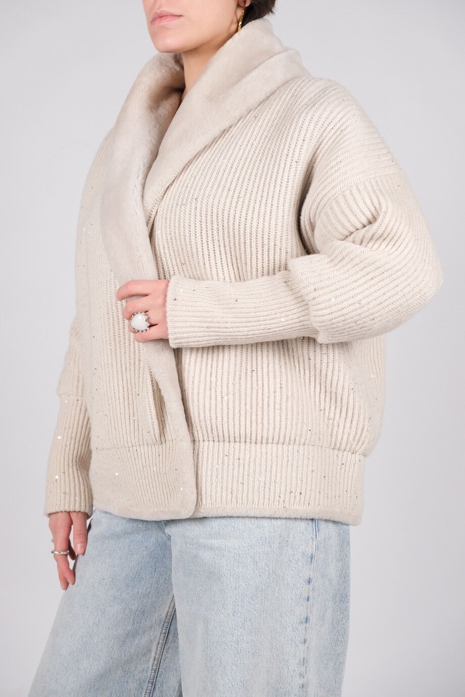 image 4 Кашемировый кардиган с меховой отделкой