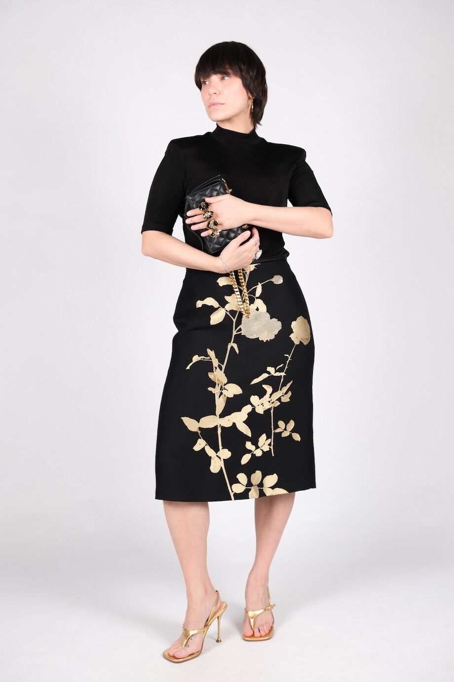 image 2 Юбка с цветочным принтом золотого цвета