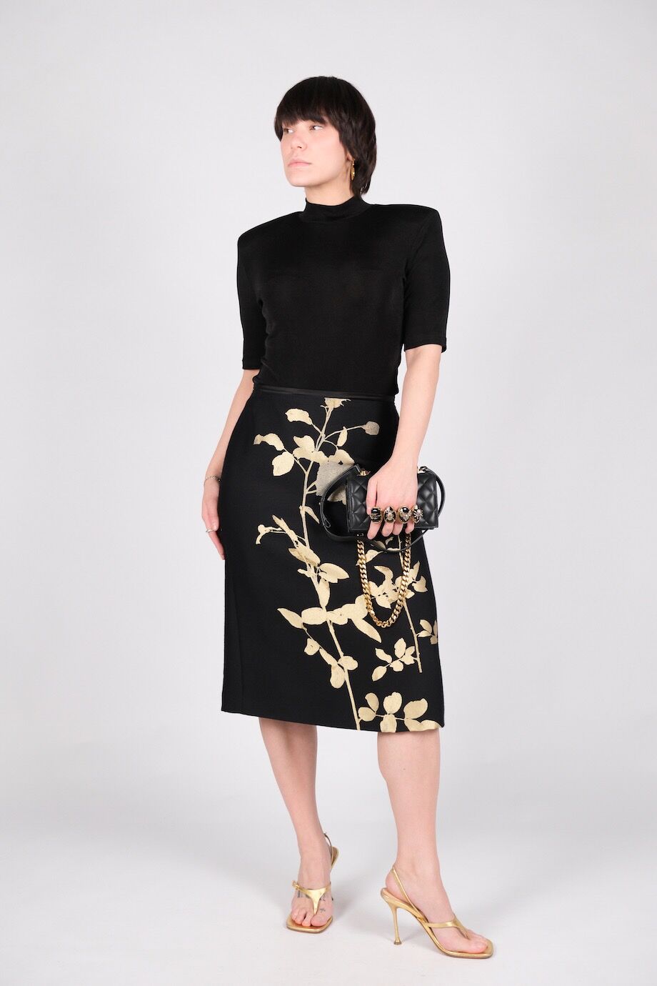 image 1 Юбка с цветочным принтом золотого цвета