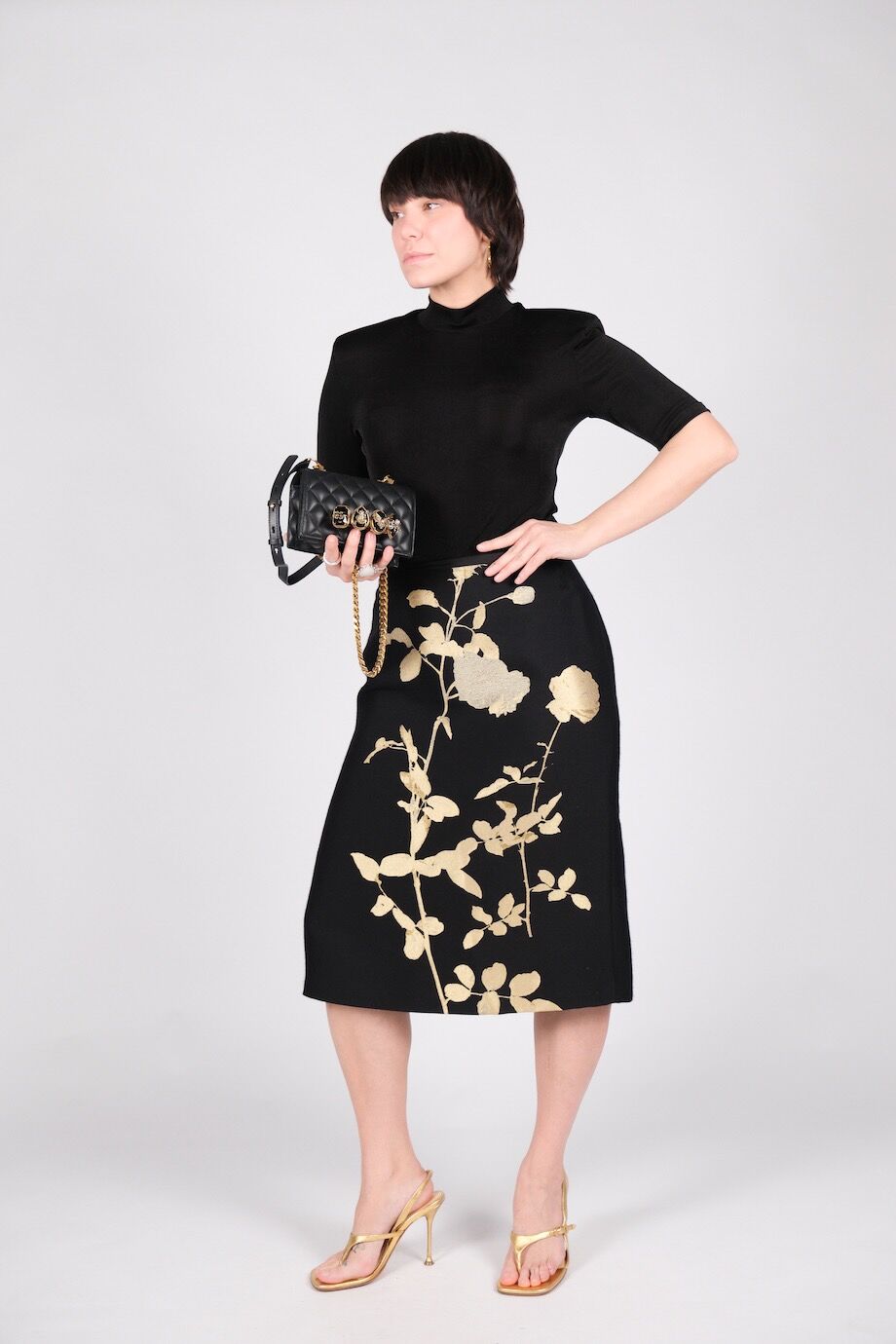 image 3 Юбка с цветочным принтом золотого цвета
