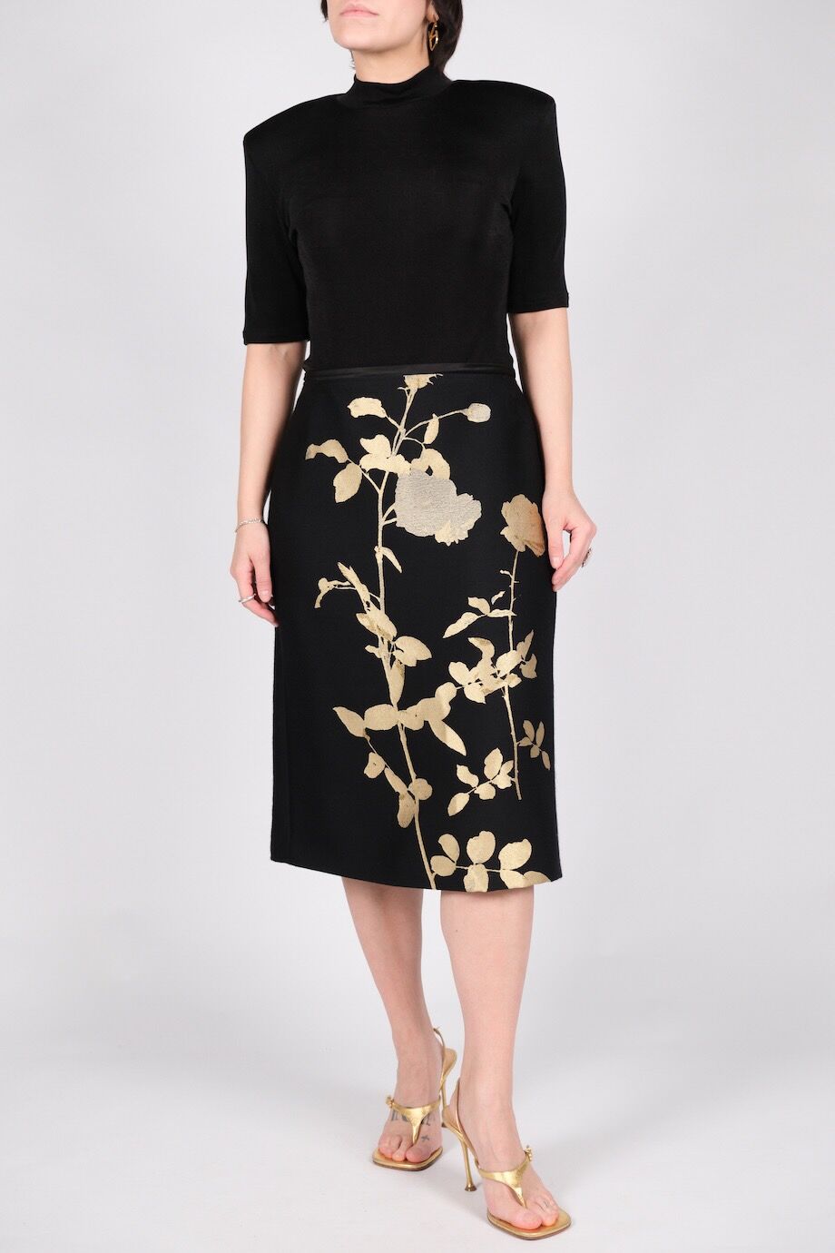 image 4 Юбка с цветочным принтом золотого цвета