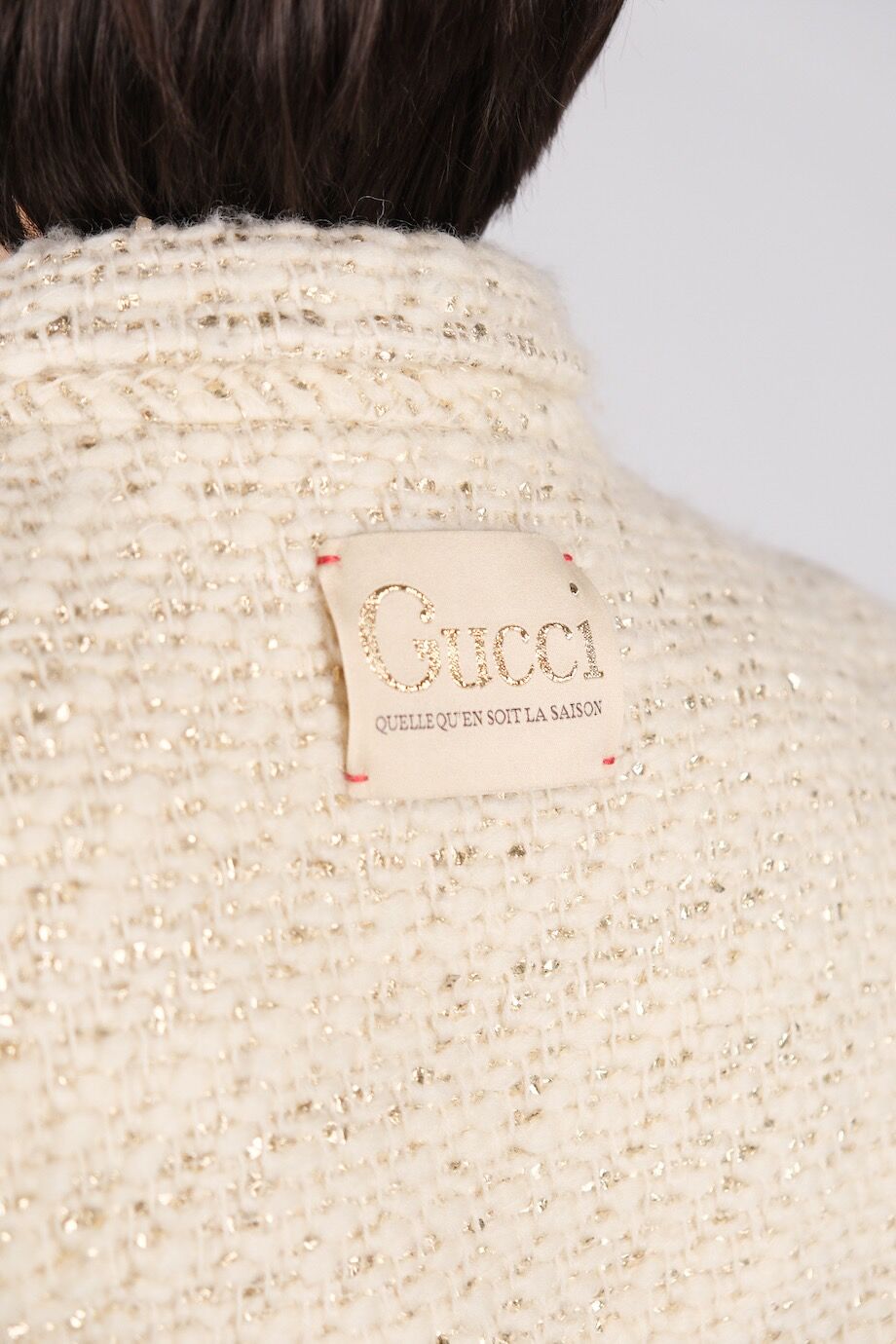 image 4 Двубортный жакет молочного цвета с металлизированной нитью