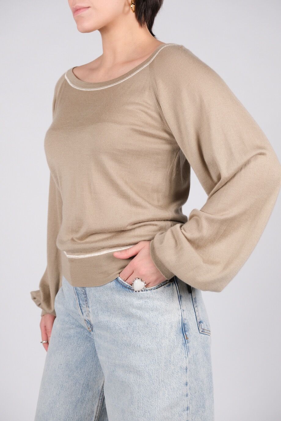 image 2 Кашемировый джемпер бежевого цвета