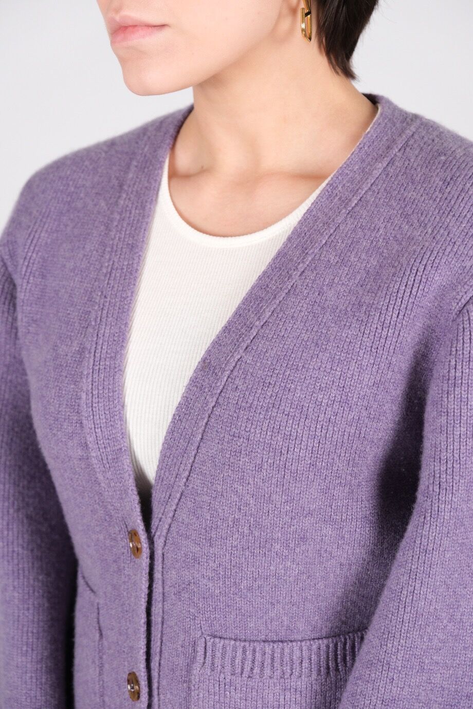 image 5 Кашемировый кардиган лавандового цвета