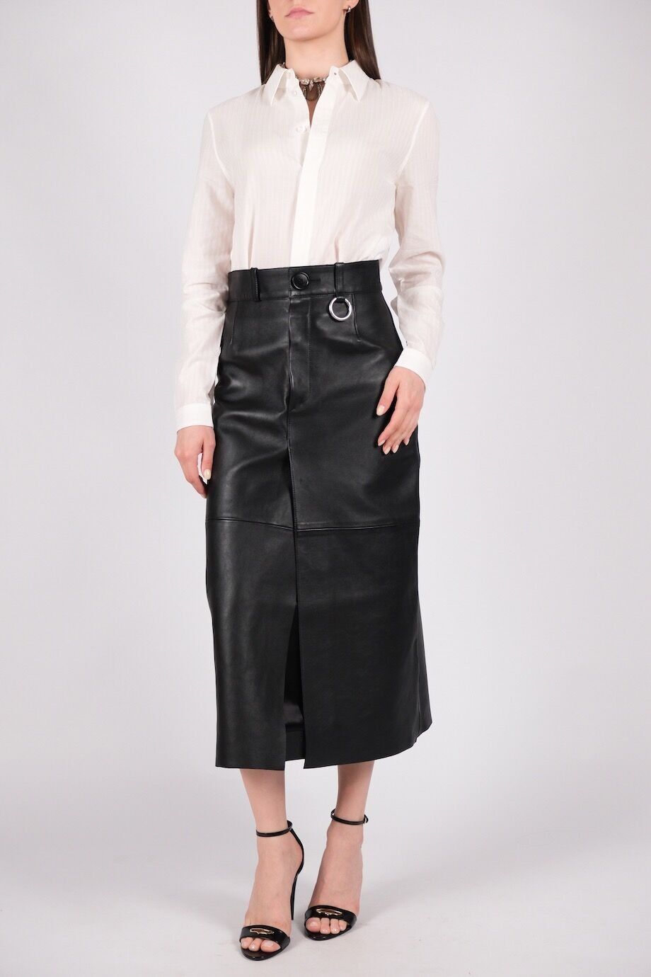 image 1 Кожаная юбка черного цвета