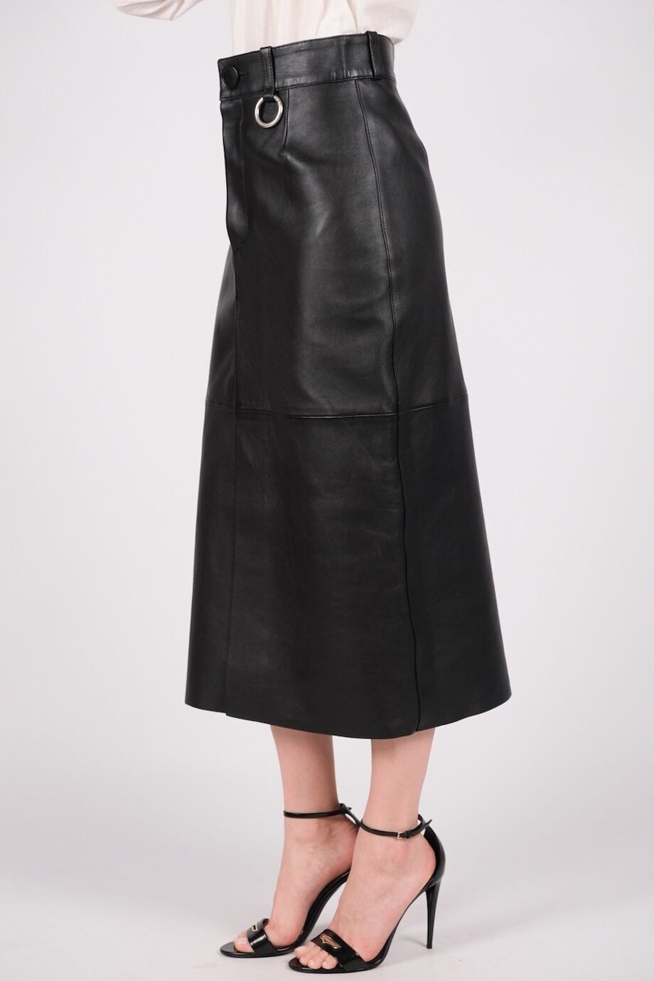 image 3 Кожаная юбка черного цвета